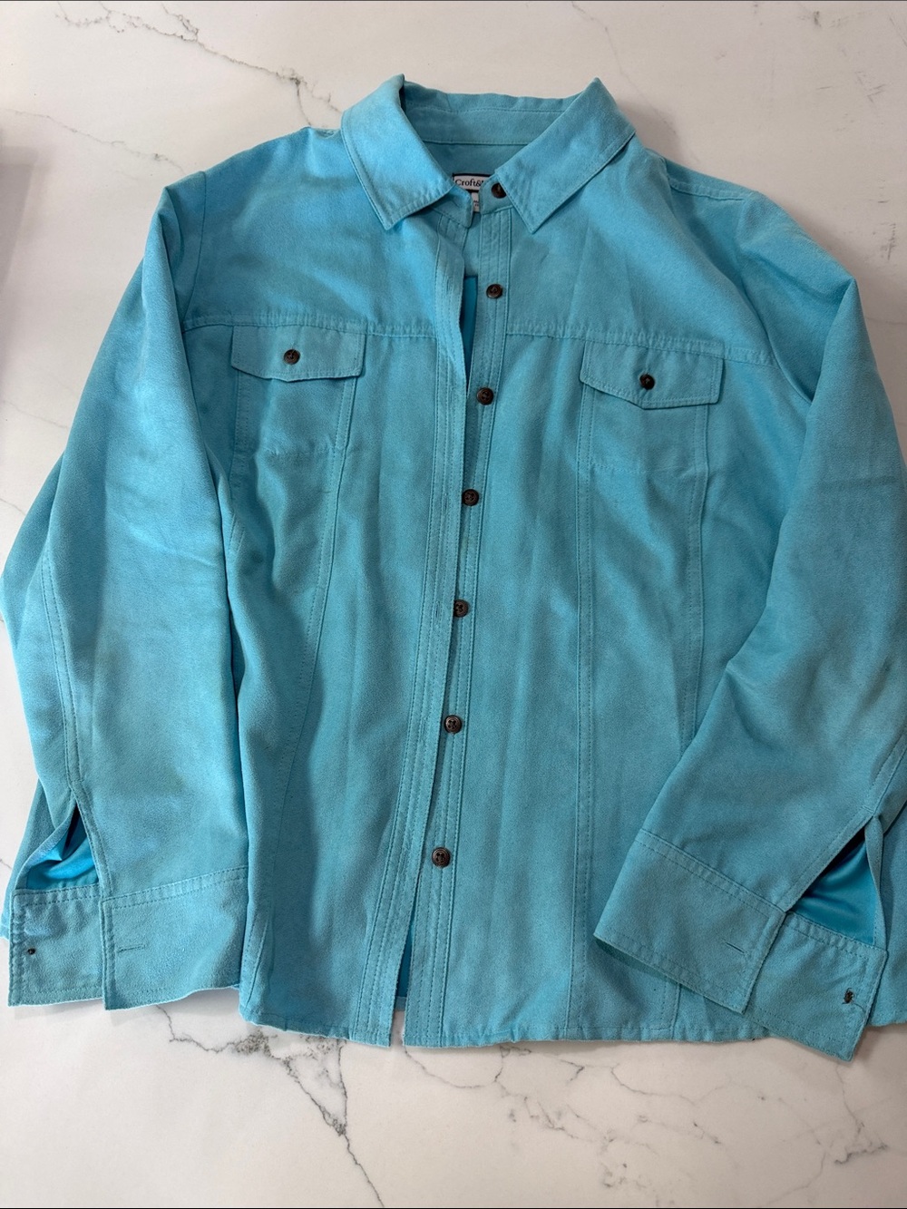 croft & barrow Light Blue Suede Shirt Jacket